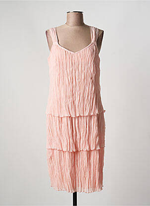 Robe mi-longue tissage crêpe fines bretelles rose JEAN DELFIN femme