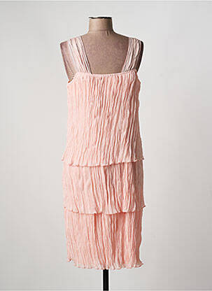 Robe mi-longue tissage crêpe fines bretelles rose JEAN DELFIN femme