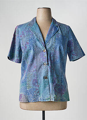 Veste casual col tailleur bleu FRANCE RIVOIRE femme