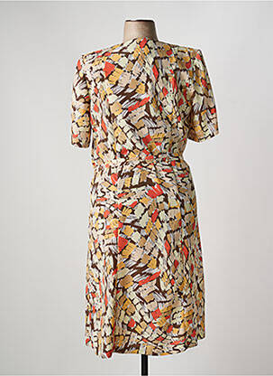 Robe mi-longue imprimé fantaisie manches courtes orange GUY DUBOUIS femme