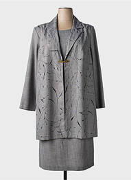 Ensemble robe fermeture zippée au dos gris FRANCE RIVOIRE femme