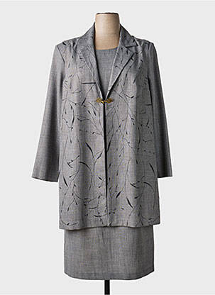 Ensemble robe fermeture zippée au dos gris FRANCE RIVOIRE femme