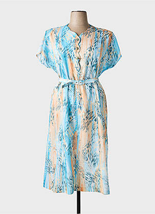 Robe longue manches courtes manches courtes bleu FRANCE RIVOIRE femme