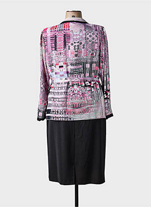 Robe mi-longue imprimé fantaisie manches longues rose GUY DUBOUIS femme