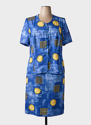Ensemble jupe fermeture zippée sous rabat avec crochet bleu FRANCE RIVOIRE femme