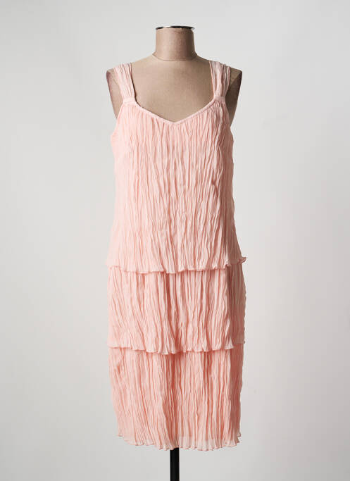 Robe mi-longue tissage crêpe fines bretelles rose JEAN DELFIN femme