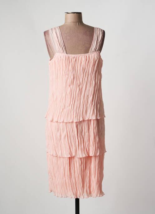 Robe mi-longue tissage crêpe fines bretelles rose JEAN DELFIN femme