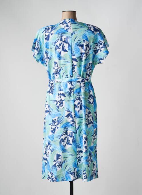 Robe mi-longue imprimé fantaisie manches courtes bleu FRANCE RIVOIRE femme