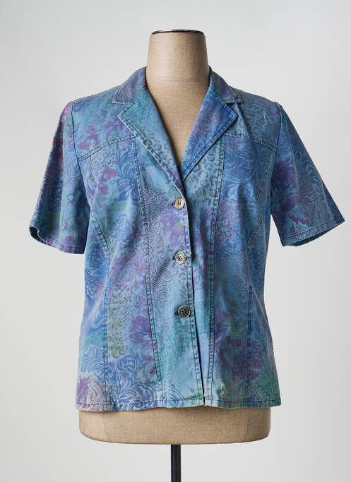 Veste casual col tailleur bleu FRANCE RIVOIRE femme
