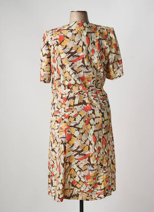 Robe mi-longue imprimé fantaisie manches courtes orange GUY DUBOUIS femme