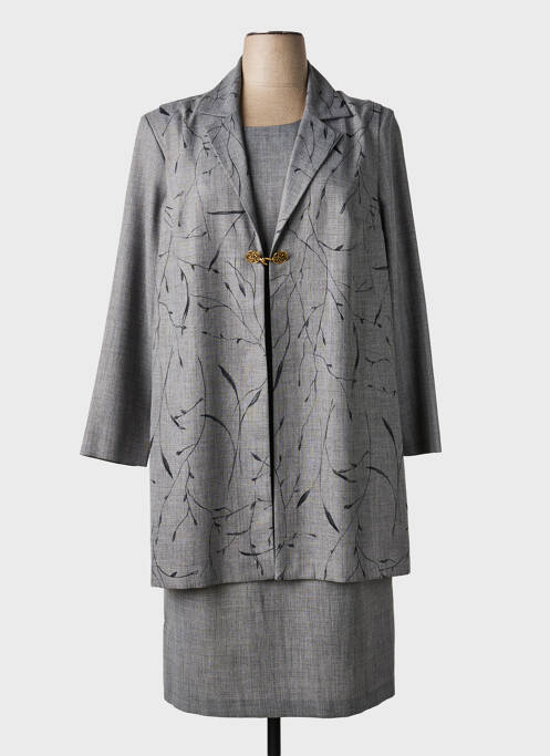 Ensemble robe fermeture zippée au dos gris FRANCE RIVOIRE femme
