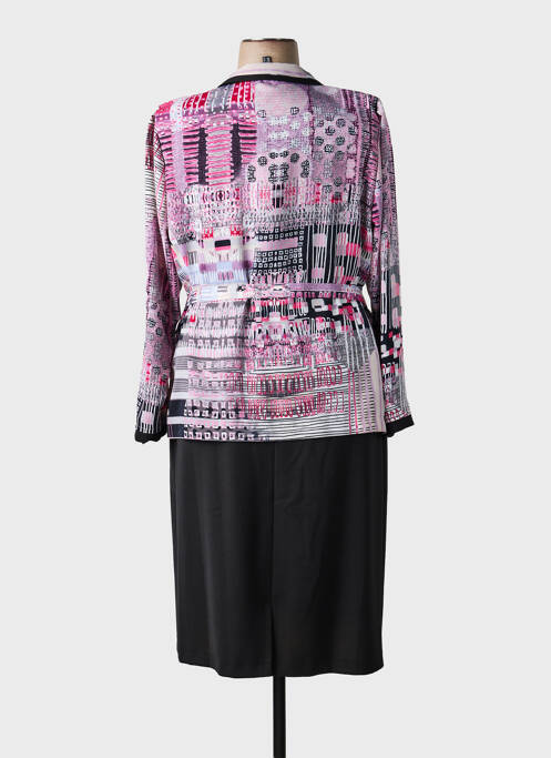 Robe mi-longue imprimé fantaisie manches longues rose GUY DUBOUIS femme