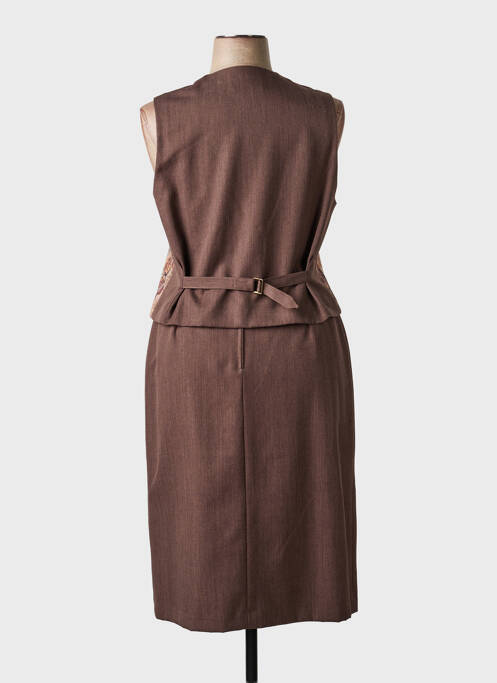 Ensemble jupe fermeture zippée sous rabat avec crochet marron FRANCE RIVOIRE femme