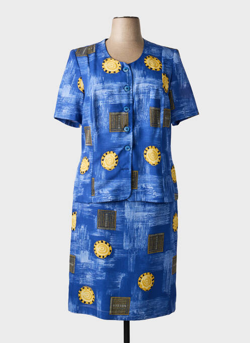 Ensemble jupe fermeture zippée sous rabat avec crochet bleu FRANCE RIVOIRE femme