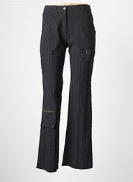 Pantalon droit fermeture zippée sous rabat boutonné taille normale noir LUCCHINI femme