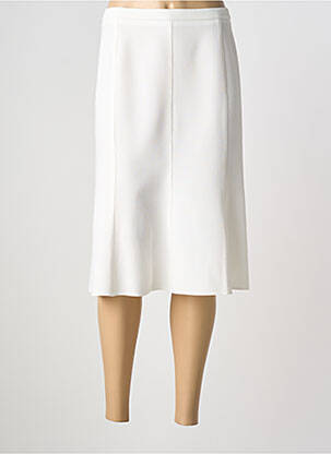 Jupe mi-longue coupe droite blanc GUY DUBOUIS femme