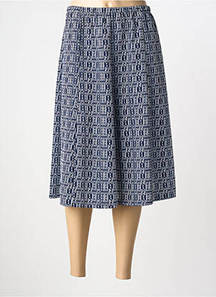 Jupe mi-longue coupe droite bleu GUY DUBOUIS femme