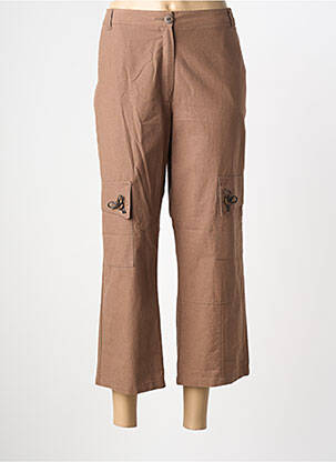 Pantacourt coupe droite taille haute marron LUCCHINI femme