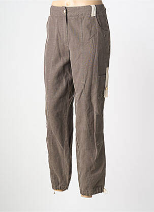 Pantalon droit tissage popeline taille normale marron QUATTRO femme