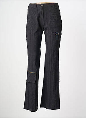 Pantalon droit fermeture zippée sous rabat boutonné taille normale noir LUCCHINI femme