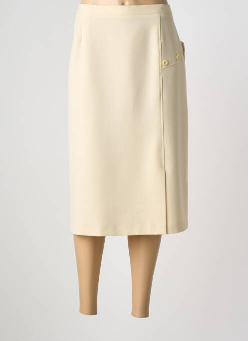 Jupe mi-longue coupe droite beige FRANCE RIVOIRE femme