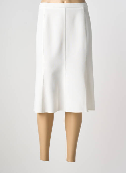 Jupe mi-longue coupe droite blanc GUY DUBOUIS femme
