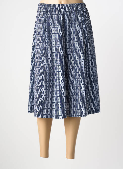 Jupe mi-longue coupe droite bleu GUY DUBOUIS femme