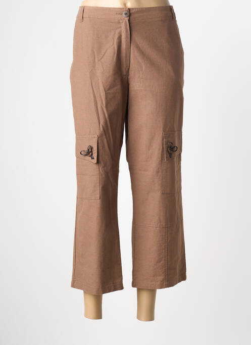 Pantacourt coupe droite taille haute marron LUCCHINI femme