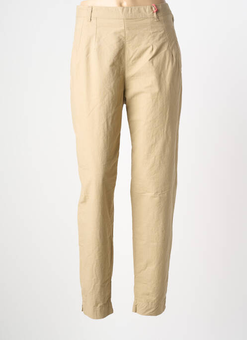 Pantalon droit tissage popeline taille normale beige STK femme