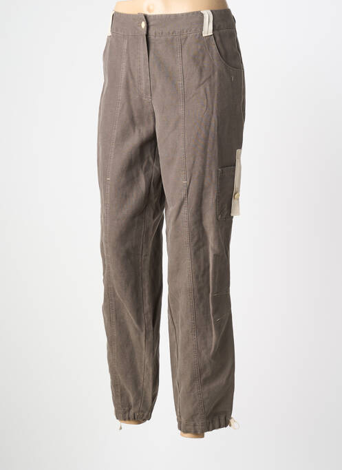 Pantalon droit tissage popeline taille normale marron QUATTRO femme