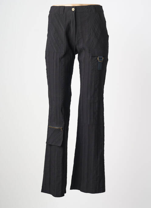 Pantalon droit fermeture zippée sous rabat boutonné taille normale noir LUCCHINI femme