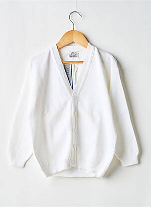 Gilet manches longues col v blanc COUDEMAIL fille