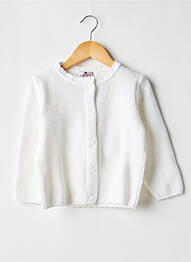 Gilet manches longues maille tricot blanc COUDEMAIL fille