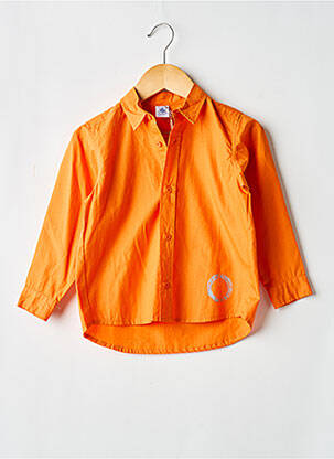 Chemise manches longues tissage popeline orange PETIT BATEAU garçon