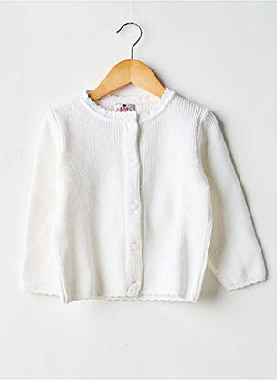 Gilet manches longues maille tricot blanc COUDEMAIL fille