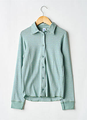 Chemise manches longues imprimé rayures vert PETIT BATEAU garcon