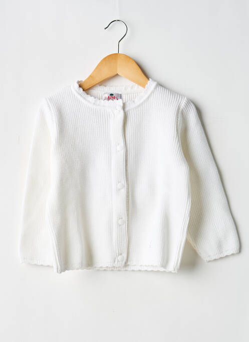 Gilet manches longues maille tricot blanc COUDEMAIL fille