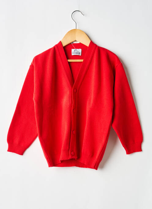 Gilet manches longues maille fine rouge COUDEMAIL fille