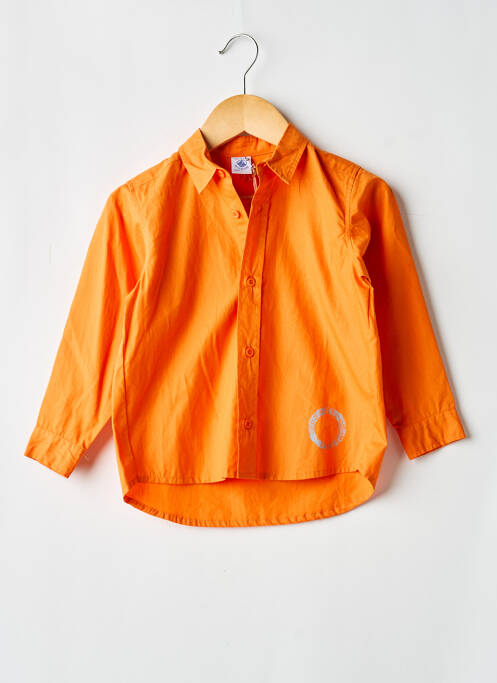 Chemise manches longues tissage popeline orange PETIT BATEAU garcon