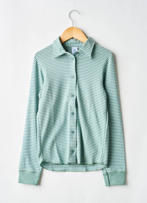 Chemise manches longues imprimé rayures vert PETIT BATEAU garcon
