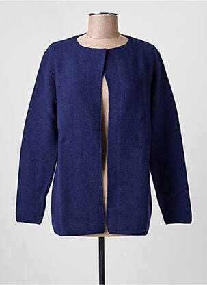 Gilet manches longues col rond bleu fonce AN' GE femme
