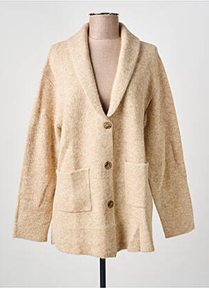 Gilet manches longues col châle beige BELLA JONES femme
