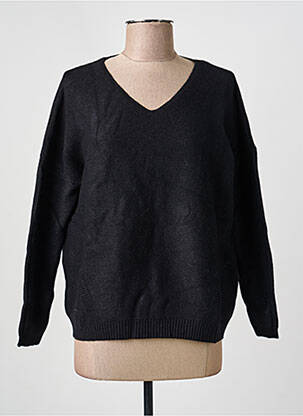 Pull coupe droite manches longues noir BE FUN femme