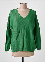 Pull col v manches longues vert BE FUN femme