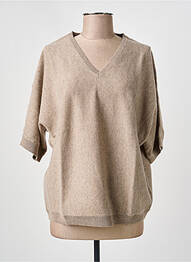 Pull col v manches courtes marron G&B femme