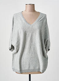 Pull col v manches courtes gris G&B femme