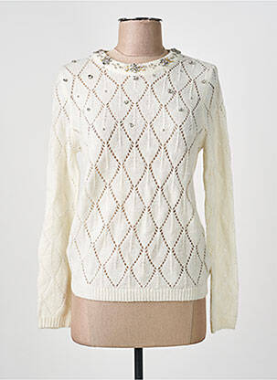 Pull coupe cintrée manches longues blanc INTERDEE femme