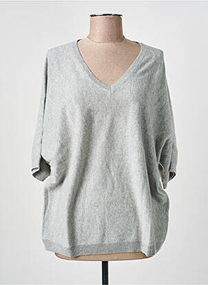 Pull col v manches courtes gris G&B femme