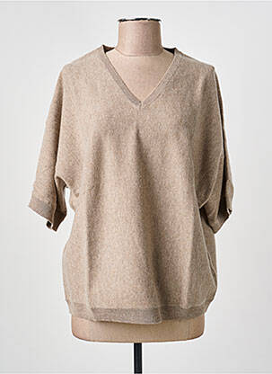 Pull col v manches courtes marron G&B femme