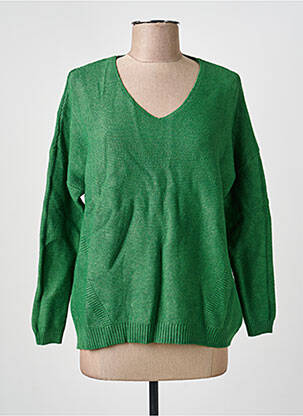 Pull col v manches longues vert BE FUN femme